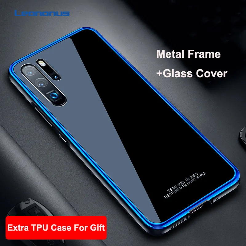 Leanonus металлический бампер чехол для huawei P30 P20 Pro mate 20 Pro 9H закаленное стекло крышка противоударный алюминиевая рамка стеклянный чехол для телефона