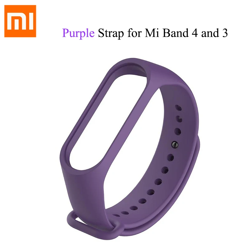 Purple Силиконовый браслет mi band 3 mi Band 4, браслет для оригинальных Xiaomi mi Band 3 и 4, ремешок на запястье, Сменный ремень Band 3 band 4 - Цвет: Purple