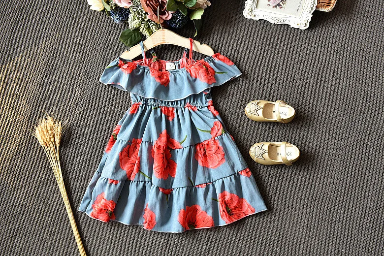 Детское летнее платье AiLe Rabbit Корейская версия модная детская юбка с разбитыми