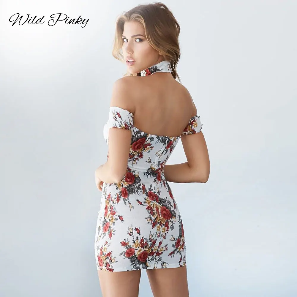 

WildPinky New Off Shoulder Backless Print Sexy Dresses Women Fashion Summer Strapless Bodycon Short Mini Dresses Female Vestidos