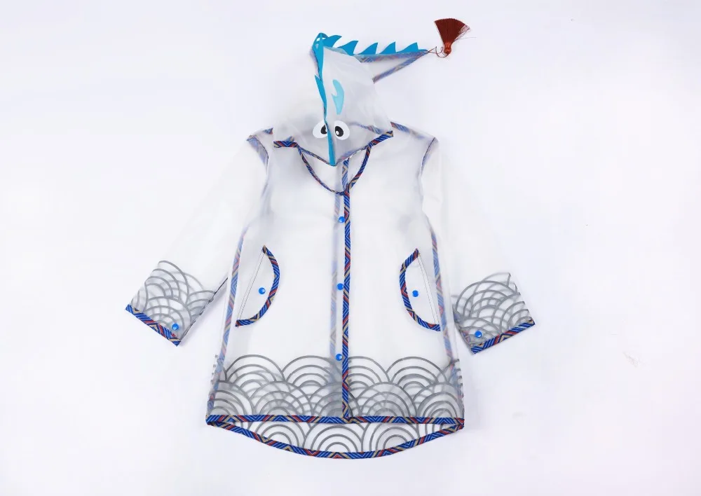 

Cute White Transparent Elf Tassel Waterproof Rain Coat Boy Children Girls Windproof Poncho Kindergarten Student Baby Raincoat