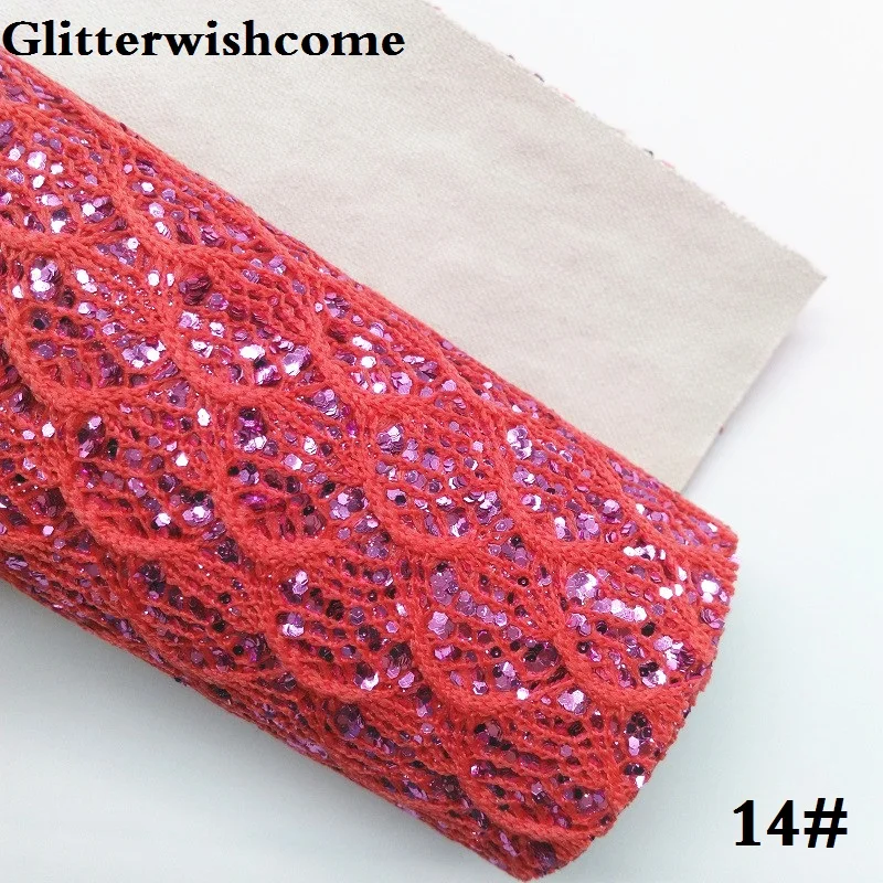 14 Glitterwishcome 30X134 см мини кружево в рулоне блестящая кожа, рыбка чешуя Русалки Fabirc кожа ткань винил для луков, GM020 - Цвет: 14