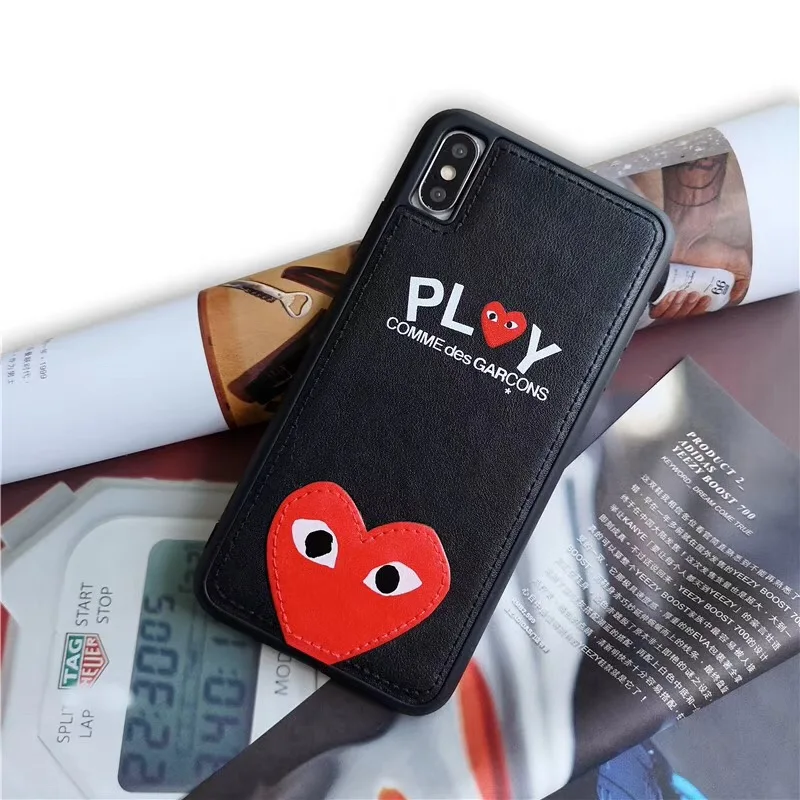 Hot Japan Comme des Garcons CDG play leather phone cover for iphone 6 6s 7 8 plus x xs max xr love eyes capa case coque |