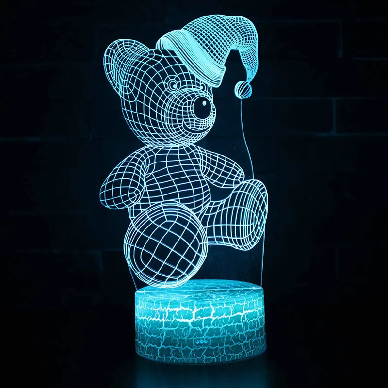 

Головной убор медведь тема 3D лампа светодиодный светильник 7 цветов Изменение сенсорного настроения лампа Рождественский подарок Прямая п...
