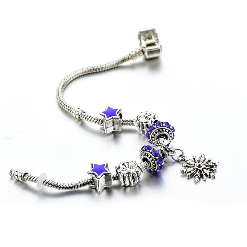 Szelam Рождественский подарок браслет со снежинками и подвесками женские браслеты
