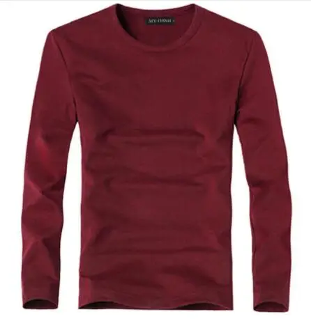 O wine red CPI хит новая весенняя Модная брендовая Приталенная футболка с длинным рукавом для мужчин, трендовая повседневная мужская футболка с v-образным вырезом, корейские футболки 4XL - Цвет: O wine red