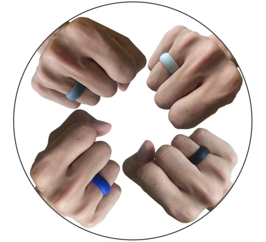 3PC/sets 8mm New Silicone Movement Couple's Wedding Round Solid Environmental Cool Comfortable Rubber Rings size 6 7 8 9 10 11 |