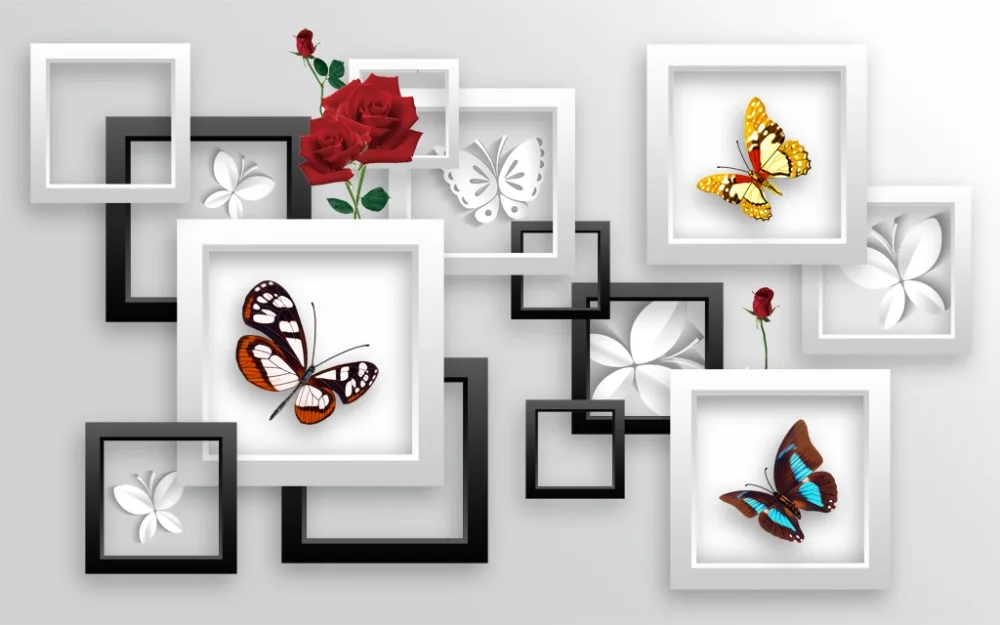 home bedroom decoration 3D Curtain Modern fashion style butterfly rose Bed room Living Office Hotel Cortinas | Дом и сад