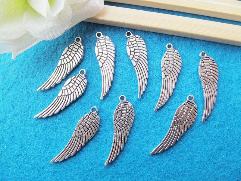 100pcs 8.80mmx30mm Antique Silver tone/Antique Bronze Single Angel Wing Pendant Charm/Finding DIY Accessory Jewelry Making | Украшения и