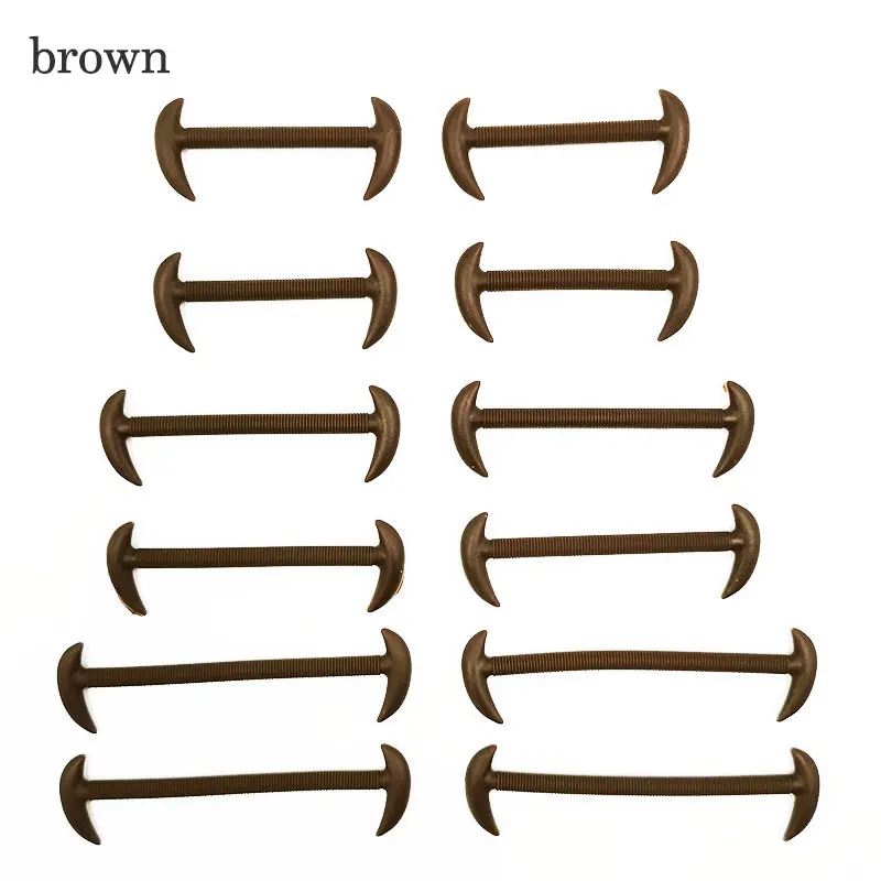 Brown 12 шт./компл. 3 Размеры Для мужчин Для женщин кожаных ботинок резиновые силиконовые шнурки для обуви ленивые шнурки без завязок; эластичные Off White чёрный; коричневый - Цвет: Brown