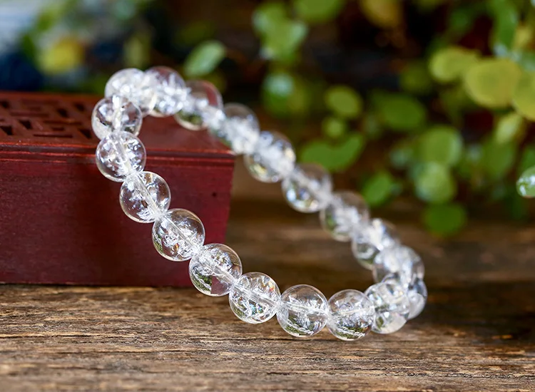 Natural White Crystal Stone Beaded Bracelets Women Men 6-14 mm Charm Brcelet DIY Accessories Gift Droship | Украшения и
