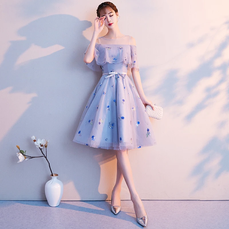 

DongCMY 2021 New Flower Bridal Bridesmaid Dresses Short Wedding Event Elegant Blackness Gown