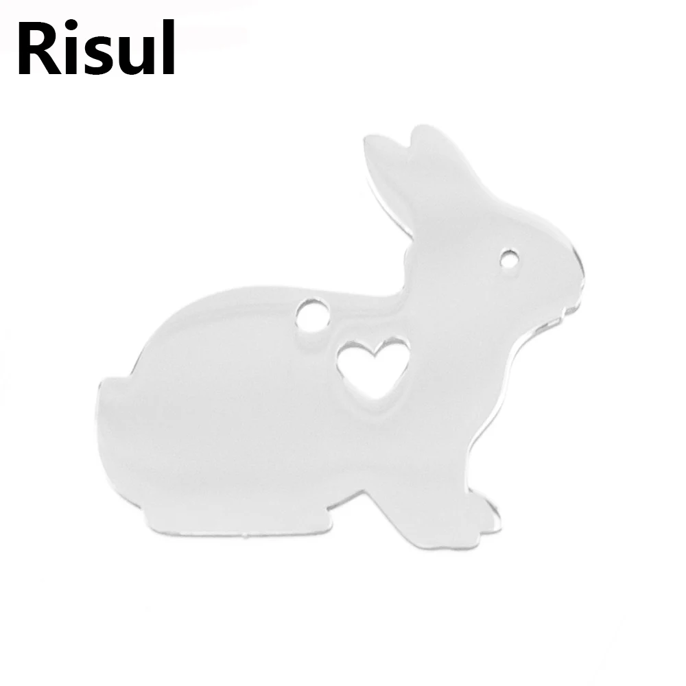 

Rabbit Necklace Pendant Engrave Blank ID Tags Charm Stainless Steel Animal Pendant Mirror Polish High Quality Wholesale 50pcs