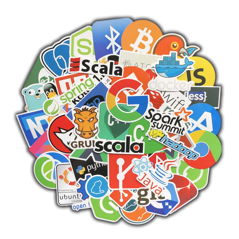 Наклейки для ноутбука и автомобиля 50 шт. Интернет Java JS php интерфейс облачный Докер