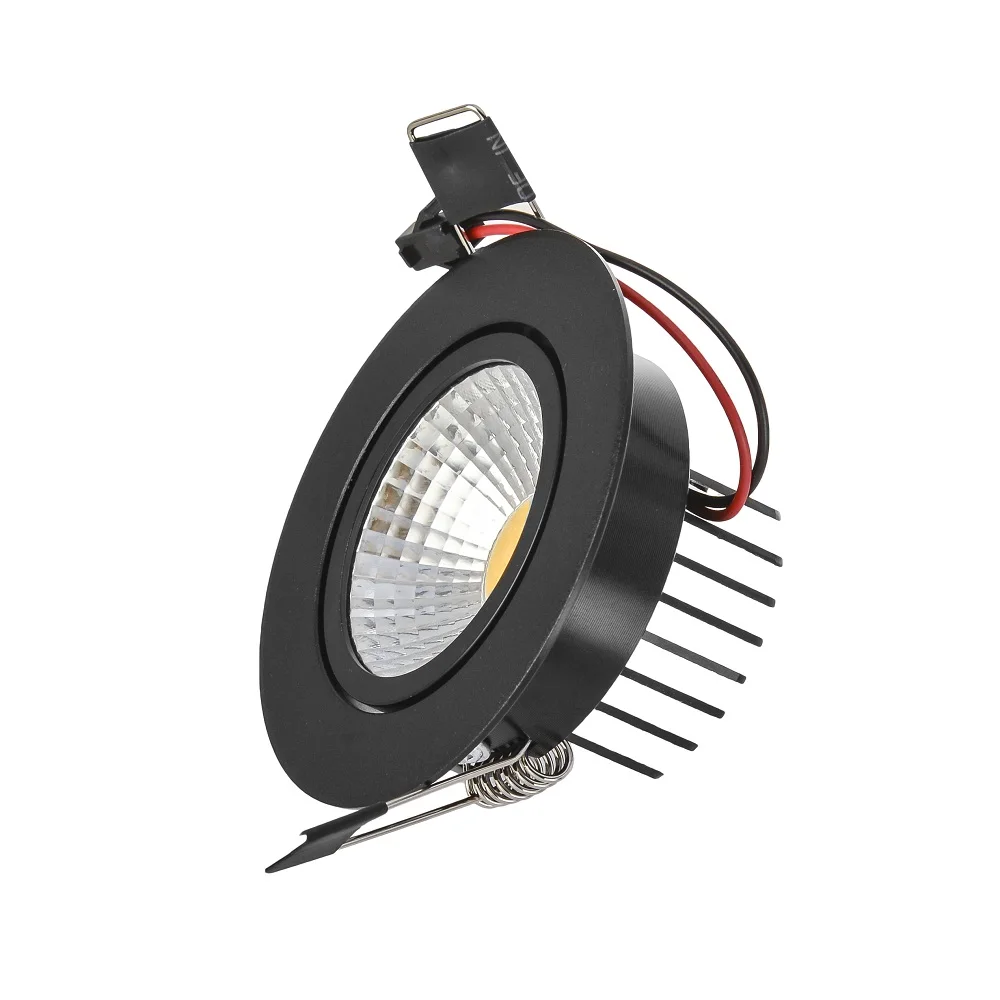 Черный Встраиваемый светодиодный светильник с регулируемой яркостью COB 3 Вт 6 9