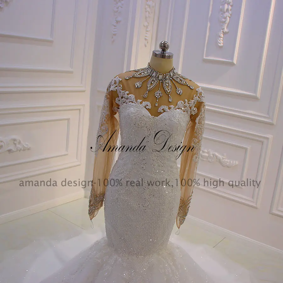 Amanda Design robe свадебное платье с длинными рукавами Аппликации кружевные со стразами