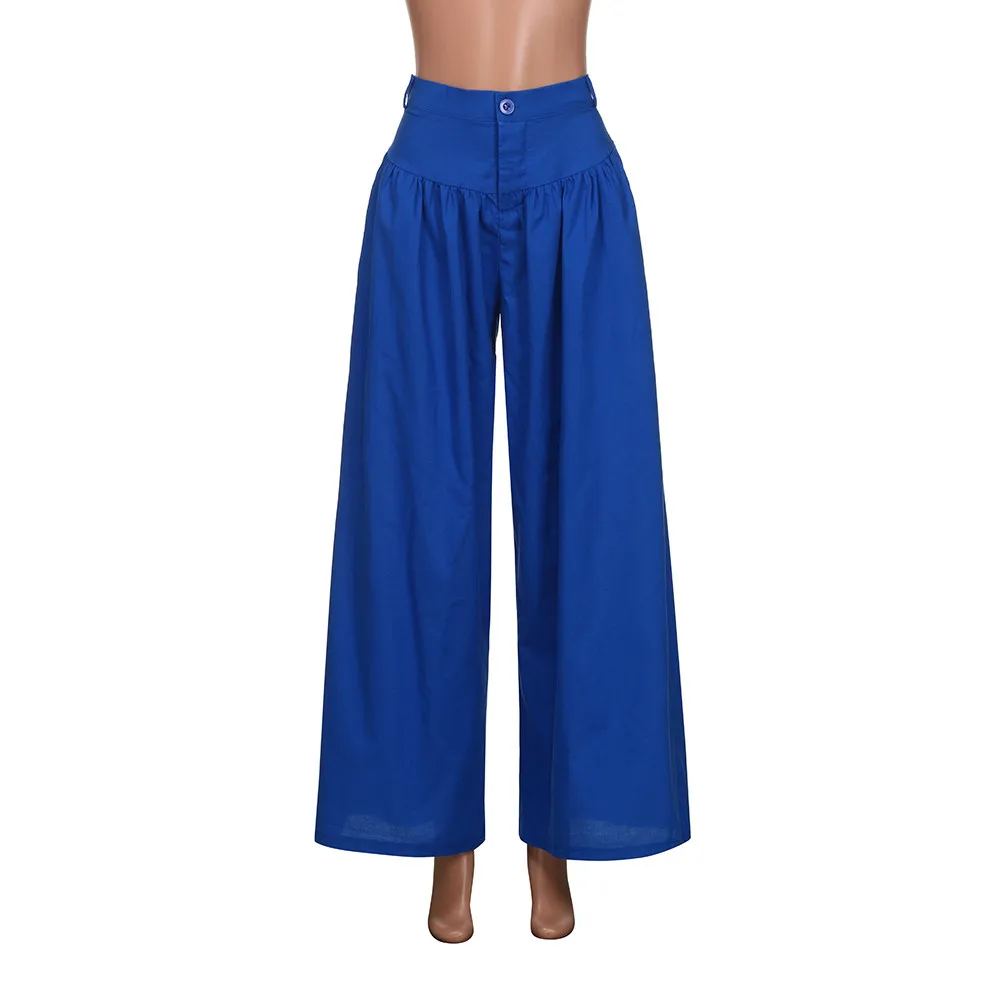 Женские мягкие Pantalon Широкие штаны больших размеров,, повседневные однотонные свободные брюки с высокой талией