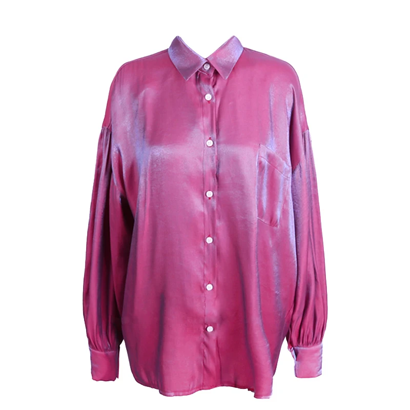 Коробов Новая мода Blusas Femininas элегантное блестящее кольцо с длинным рукавом в Корейском стиле Для женщин блузки из органической кожи Модные Однобортный рубашка 77997