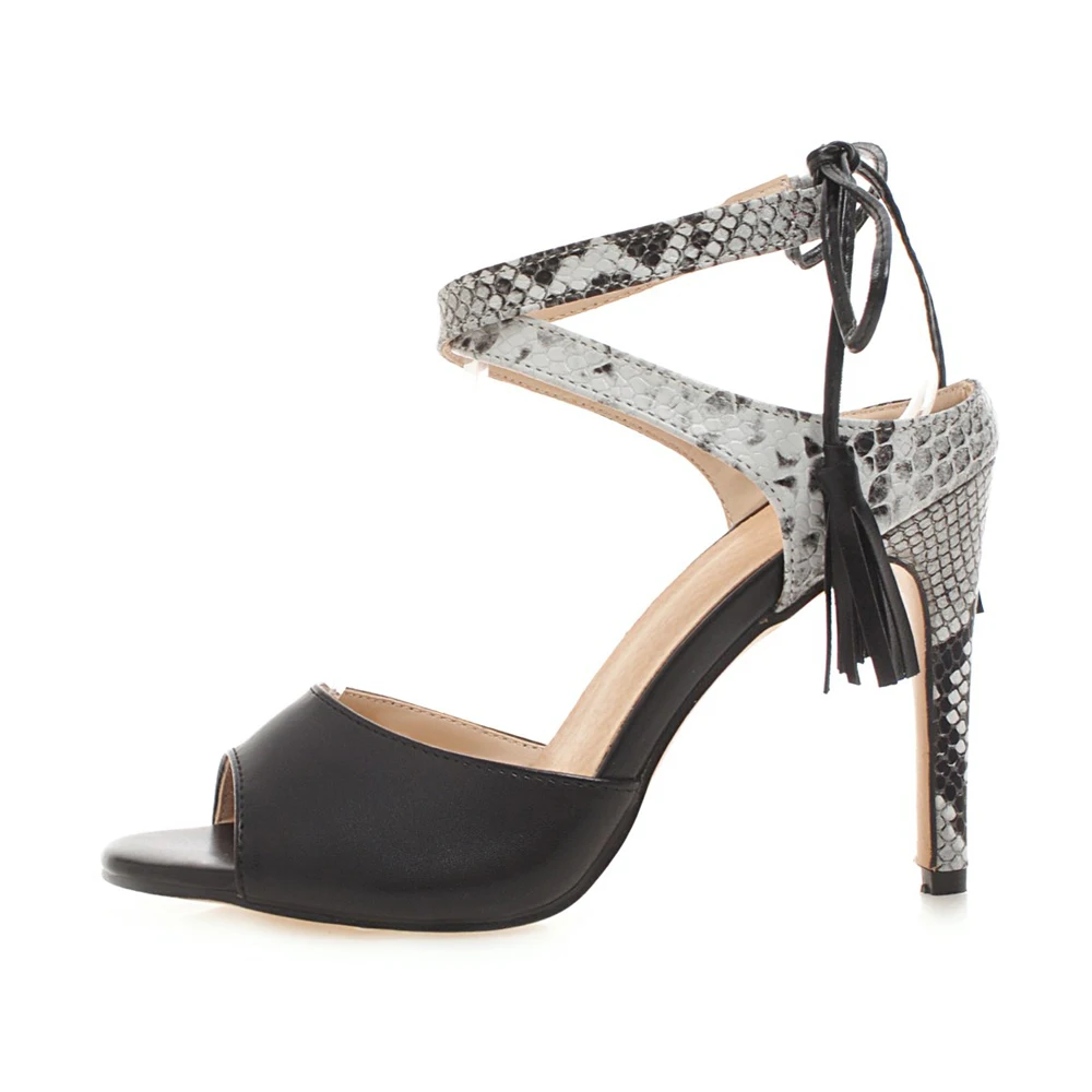 Босоножки ANNYMOLI женские на высоком каблуке-шпильке пикантные сандалии со змеиным
