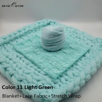 handmade blanketlace fabricknit stretch wrap full set for newborn baby photography props receiving blankets basket filling