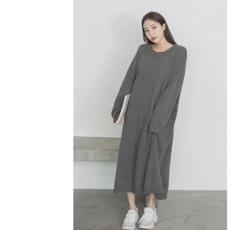 2019 Новый ранний весенний свитер сезон женский элегантный длинный сплошной цвет