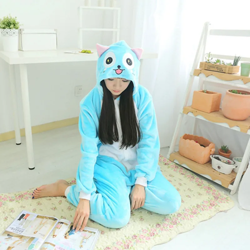 Flannel Cat Kigurumi Animal Men Blue Onesie Jumpsuit Adult Carnival Pajamas For Women BodySuit Sleepwear Halloween Cosplay Party |