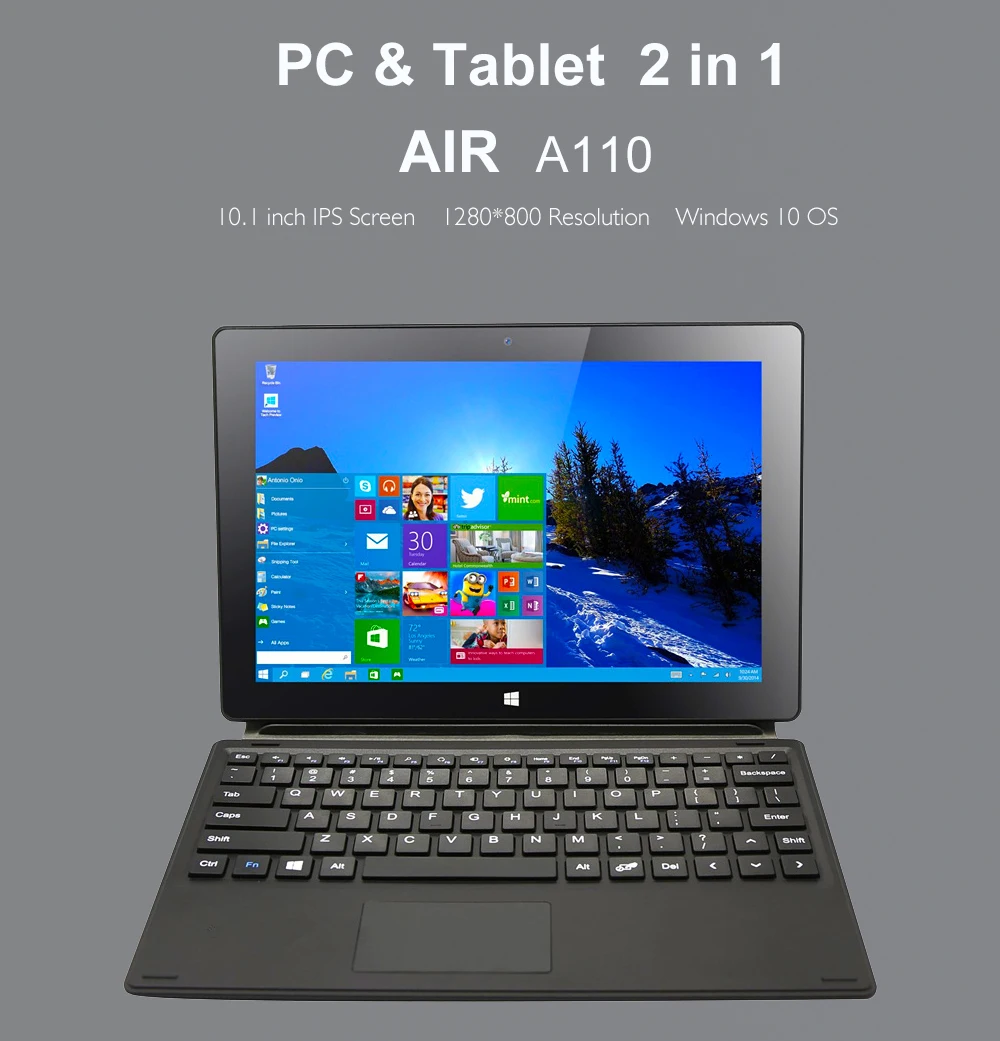 10,1 дюймовый планшетный ПК Intel Bay Trail Z3735F четырехъядерный 1280P IPS Windows 10 2 Гб RAM 32 ГБ ROM Type-C OTG Bluetooth 2 в 1 планшет