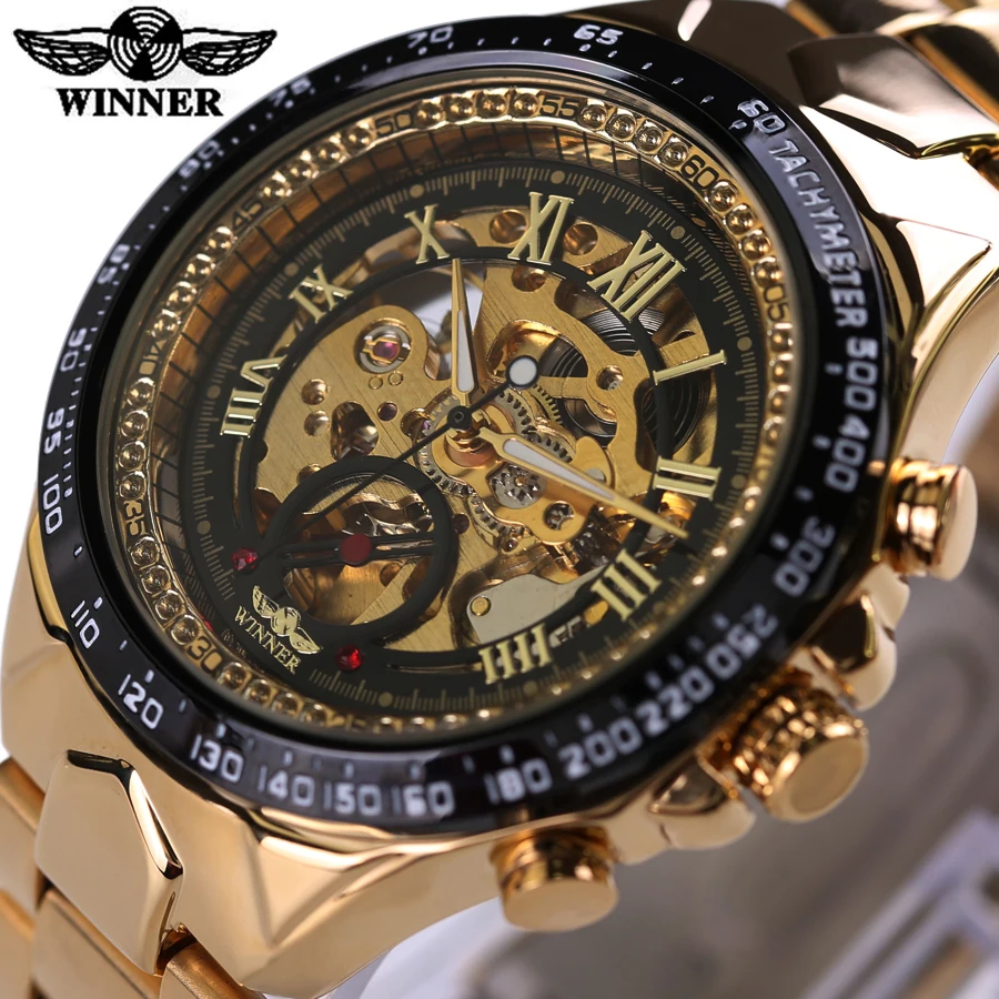 Часы скелетоны Winner Мужские механические спортивные брендовые Роскошные