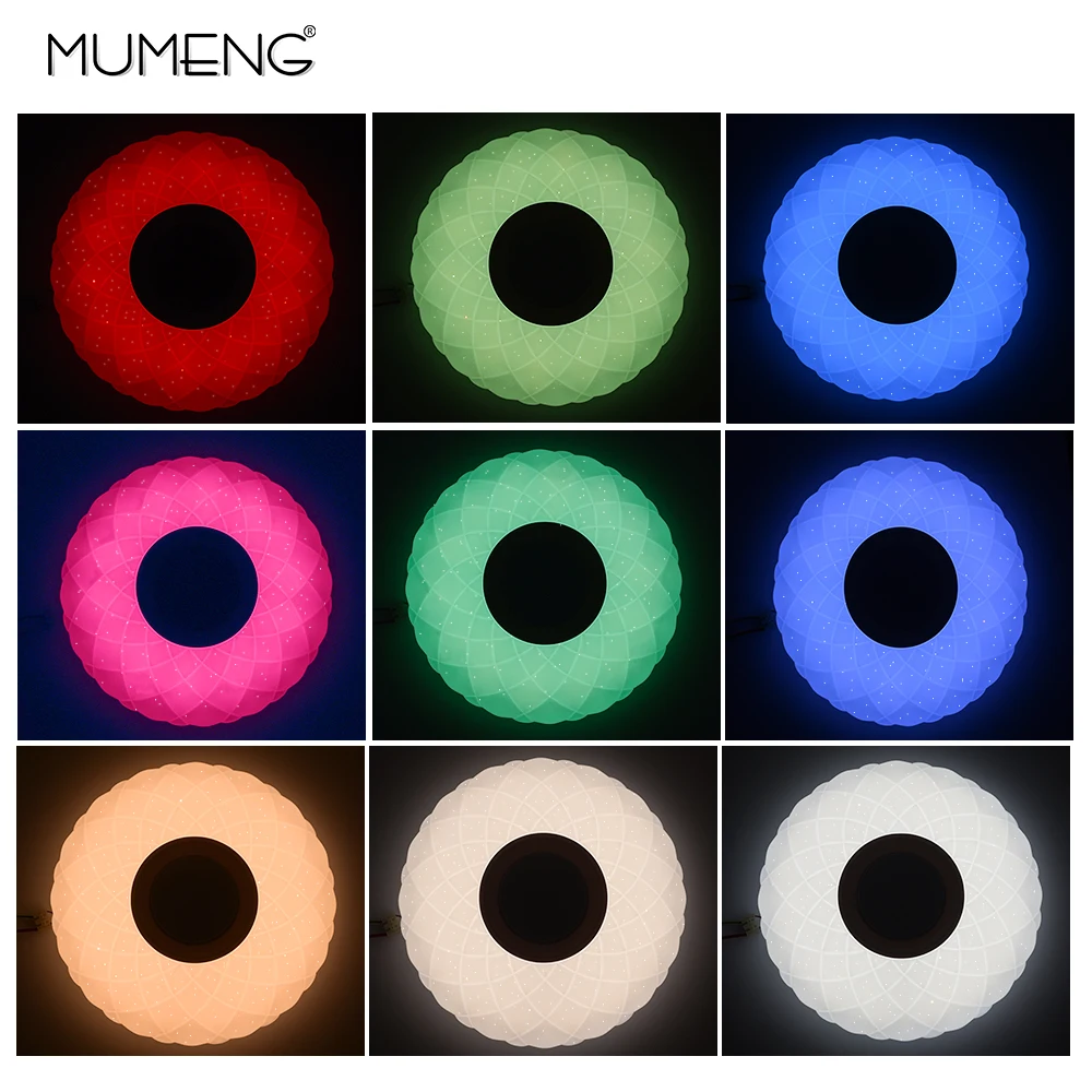 Светодиодный потолочный светильник музыка Bluetooth 36 Вт 85 265 в Регулируемый 3D RGB