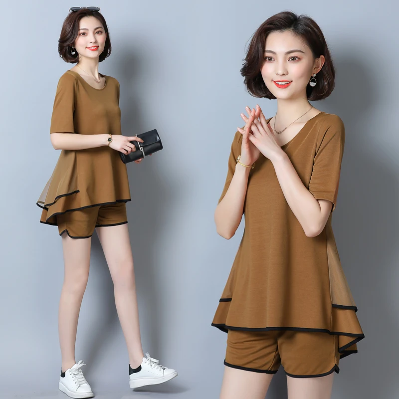 Женский спортивный костюм повседневный комплект из 2 предметов топ и шорты