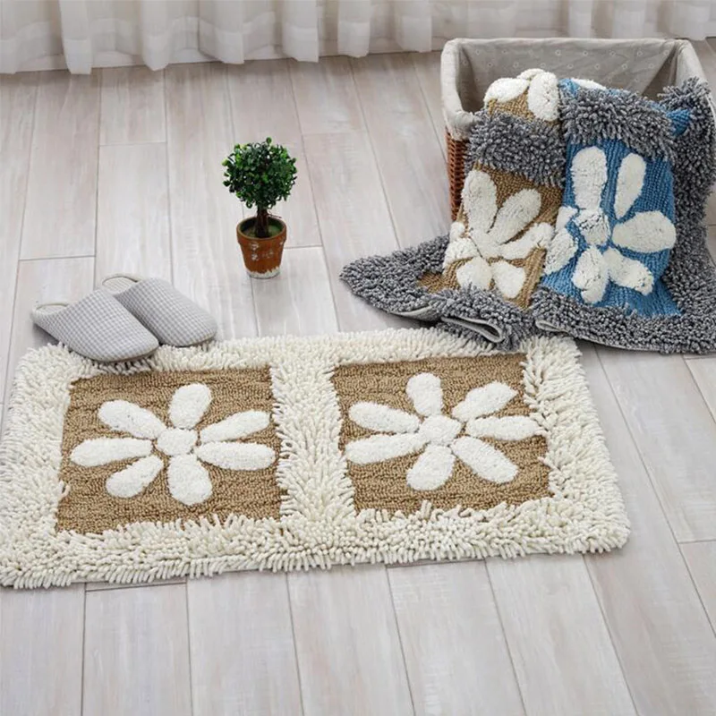 100% хлопок Пол двери коврик лепесток анти-слип мягкий синель вода абсорбирующие