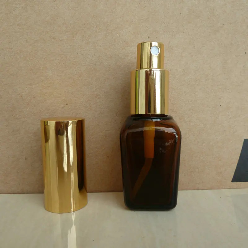 Флакон для парфюма объемом 25 мл из коричневого/янтарного стекла с алюминиевым