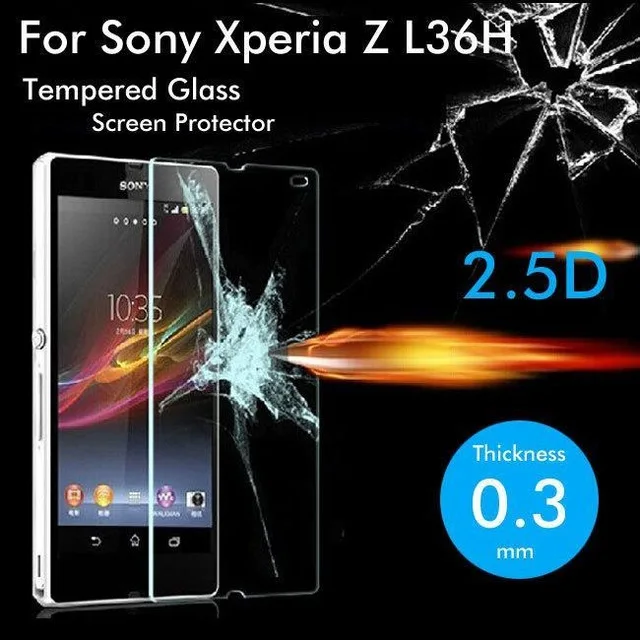 Закаленное стекло 2.5D для Sony Xperia Z L36H Высококачественная защитная пленка