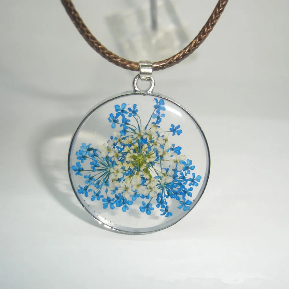 Resin Dried Flower Pendant Necklace For Women Natural Short Accessories | Pendants