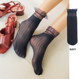 Носки женские, прозрачные, кружевные, ультратонкие, полосатые