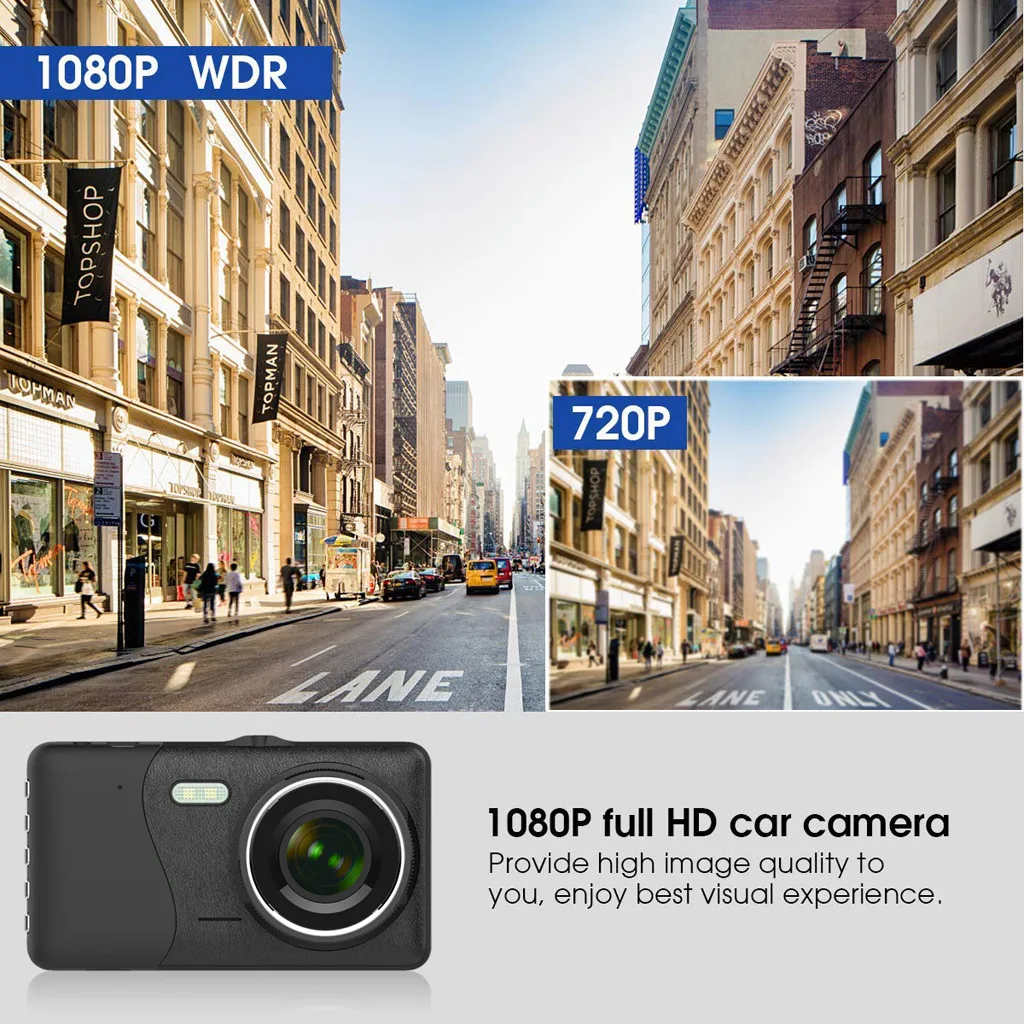 Носимые устройства 4 ''1080 P двойной объектив приборная панель DVR видеорегистратор+ камера заднего вида дропшиппинг