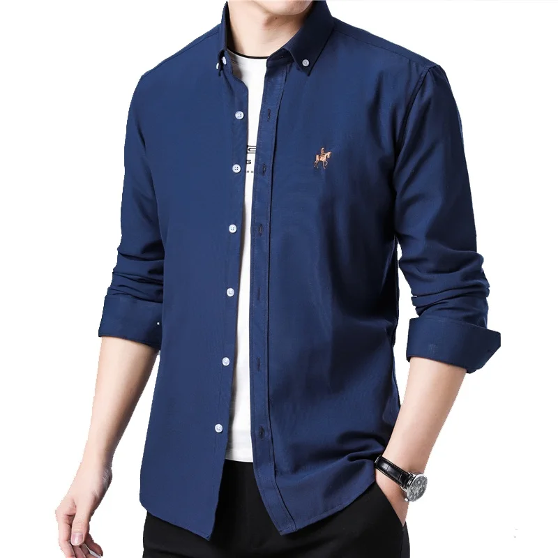 2019 рубашка мужская Длинный рукав Оксфорд ткань slim fit дыхание comfrotable качество