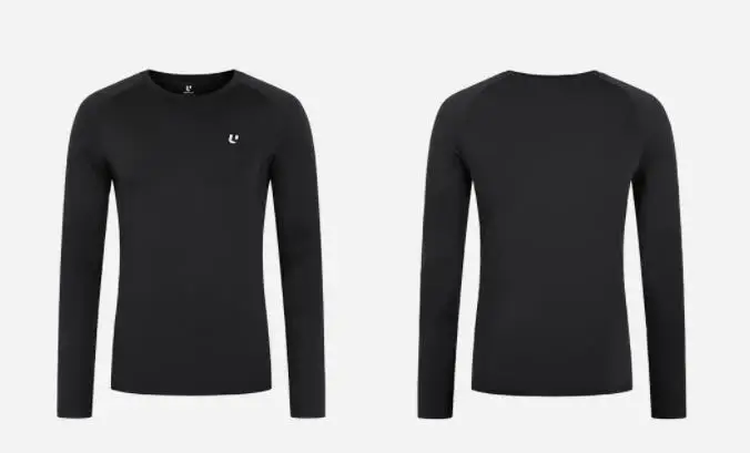 Xiaomi ULEEMARK Мужская Спортивная футболка с длинным рукавом светоотражающая печать влагопоглощающая для бега, фитнеса наружная спортивная одежда - Цвет: black  XXL