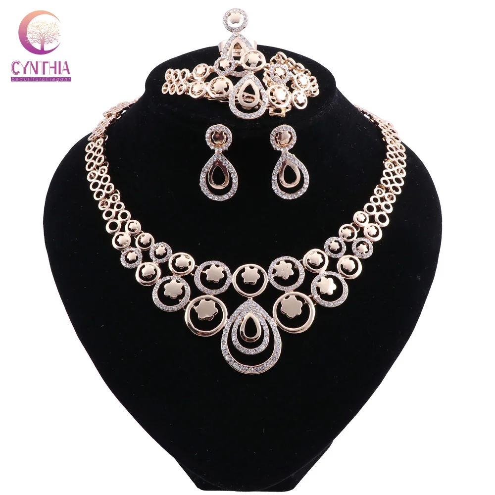 

Women Bridal Fine Crystal African Beads Jewelry Sets For Wedding Party Dress Accessories Set Earrings Pendants Necklace