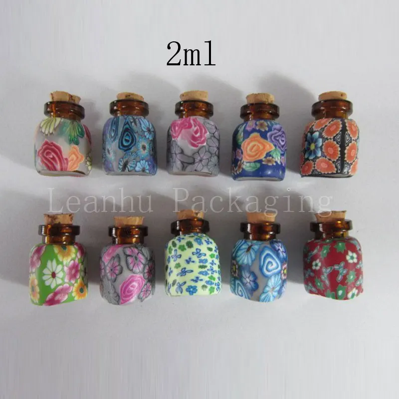 

Оптовая продажа, 2 мл треугольная глина, целая упаковка, бутылка для печати, бутылка для пробки, маленькая бутылка для эфирного масла, ожерел...