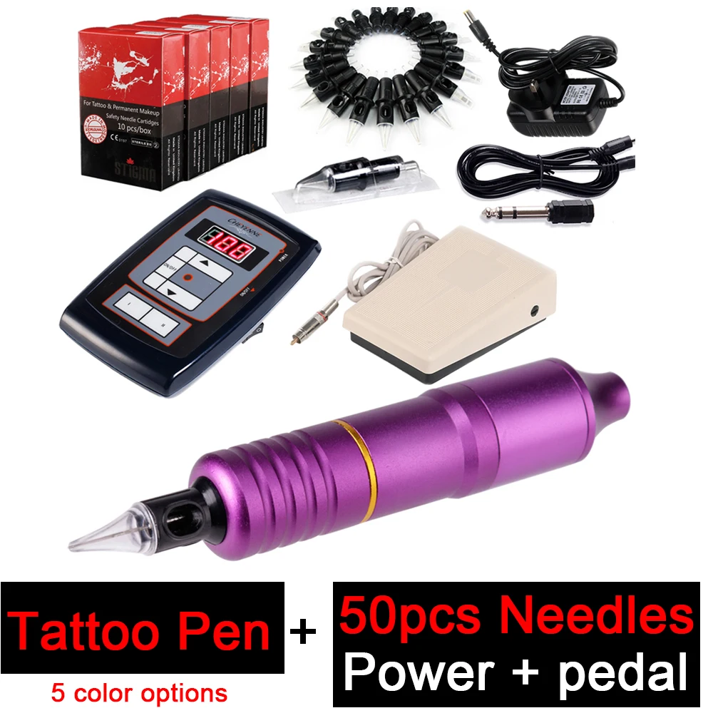 3 Татуировочная машина maquina de Tattoo с 50 шт. иглами сплав мотор роторный бровей Перманентный макияж машина профессиональная татуировка комплект - Цвет: 3