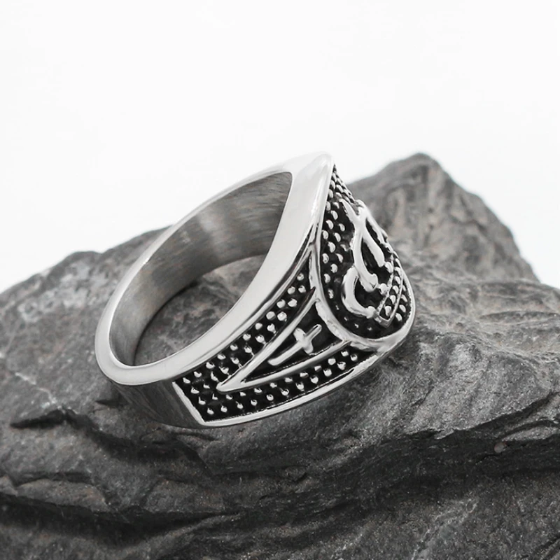 Мужские кольца перстни винтажные квадратные титановые из нержавеющей стали с