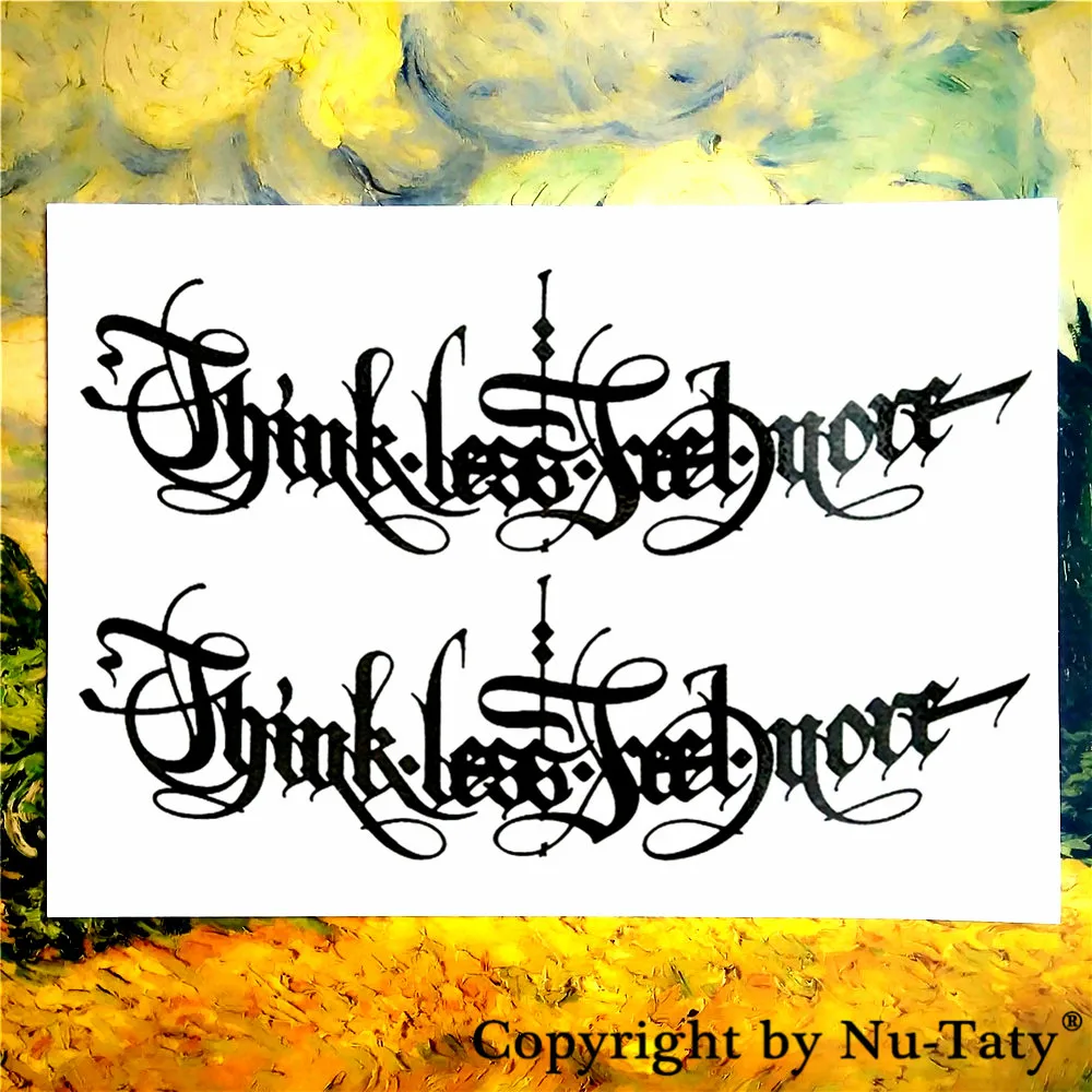 SHNAPIGN Think Less Feel More Word временная татуировка боди арт вспышка тату стикер 21*15 см