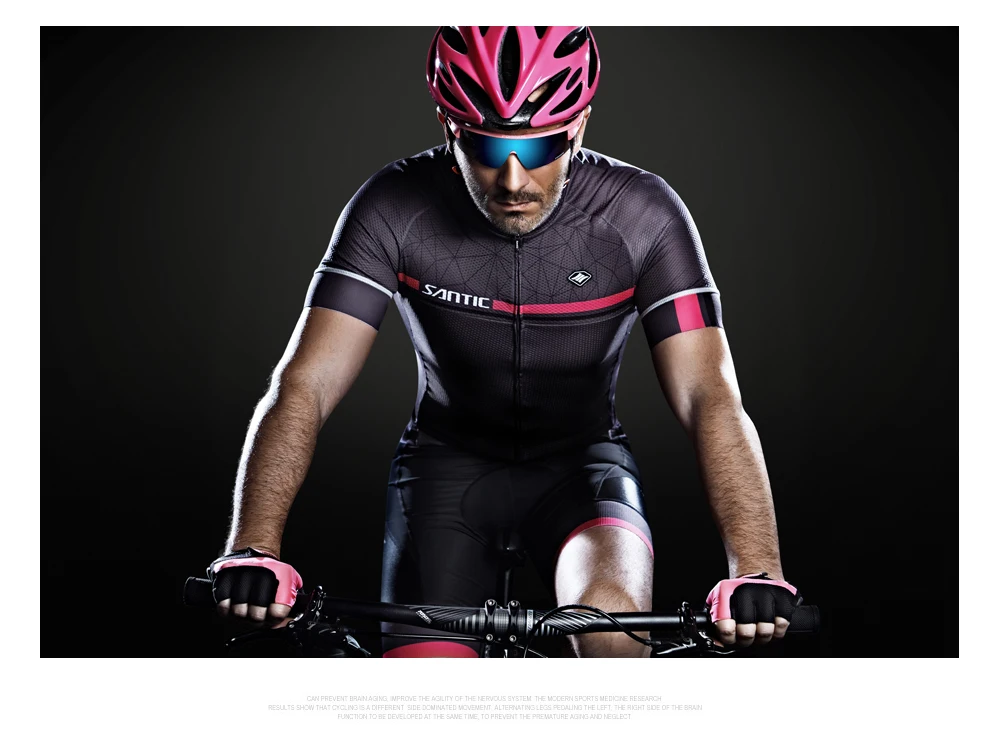 Santic майки Pro Fit противоскользящие рукава манжеты дорожный велосипед MTB с коротким рукавом Одежда для езды на велосипеде четыре цвета C02107 мужские велосипедные шорты