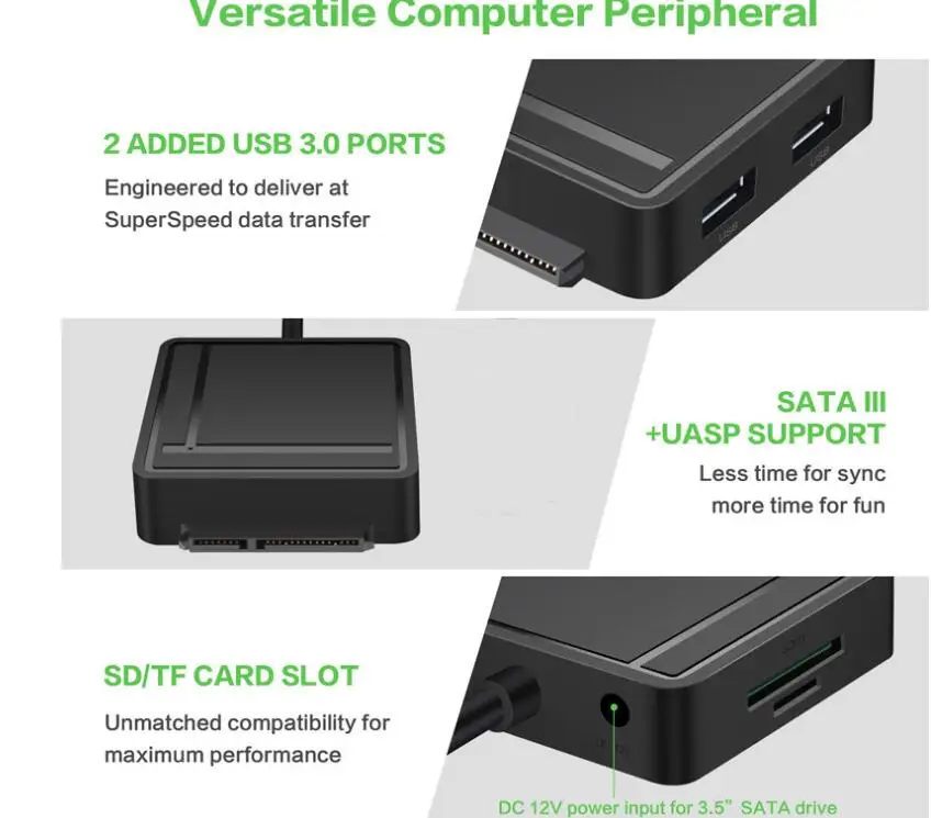 Адаптер USB3.1 для SATA TF/SD Card Reader USB 3 1 концентратор 2 порта конвертер 5 в многопортовый