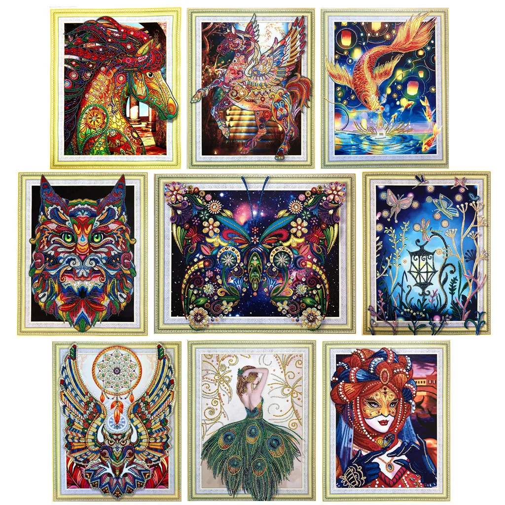 Алмазная картина с изображением черепа Совы бабочки особой формы 5d Diy мозаика