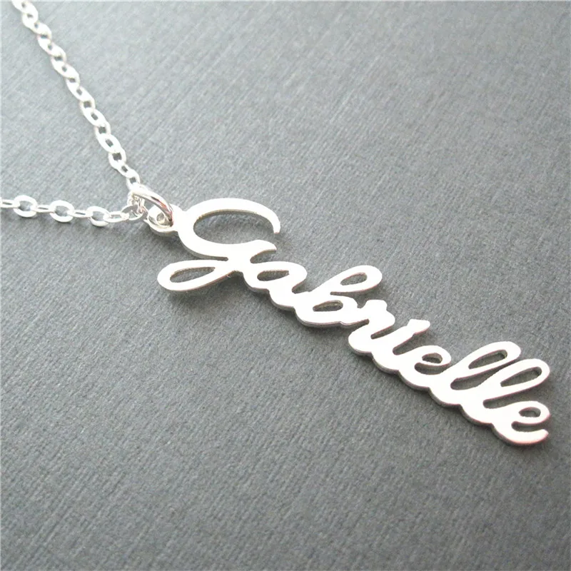 Personalised Name Plate Vertical Bar Custom Necklace For Women Unisex Rose Gold Color Stainless Steel Colier Femme Gift | Украшения и
