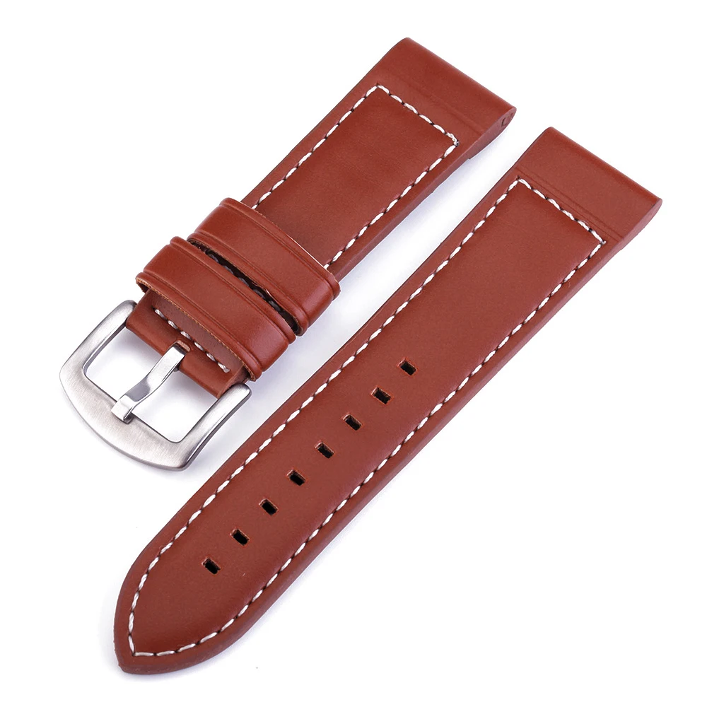 Genuine Leather Watchband Flat Interface High Quality Wristwatch Straps 18mm 20mm 22mm 24mm Steel Buckle Wristbands