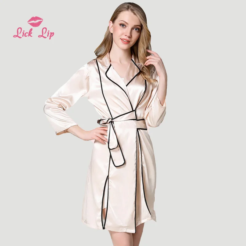 Пикантный полосатый халат Lick Lip женское атласное шелковое платье женские ночные