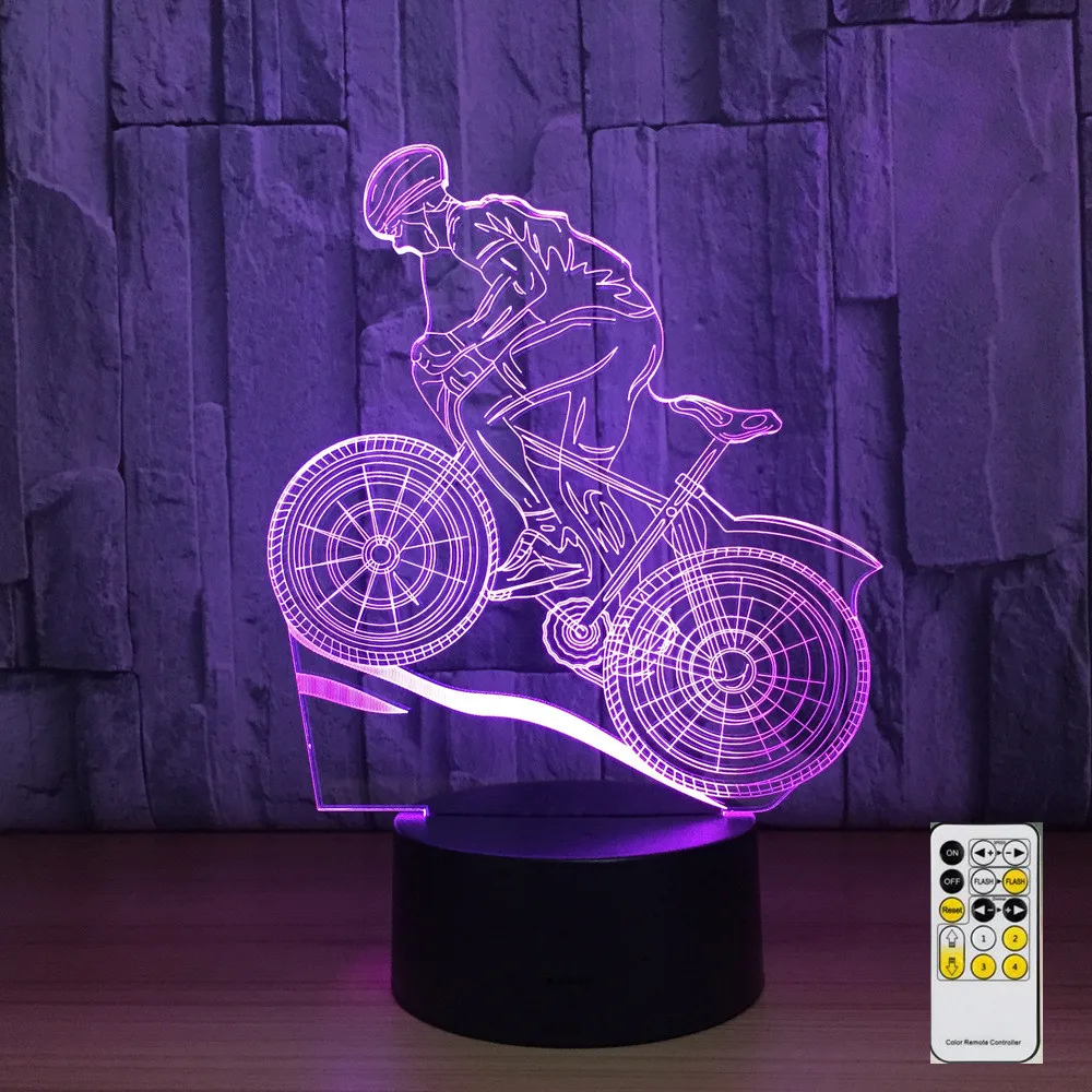 

Mountain Bike 3D Night Light Acrylic Optical Illusion LED Table Light Mood Lamp Touch Remote Control 7 Colors Light Kid Gifts